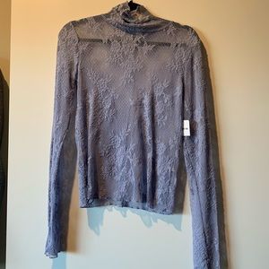Free People Mesh/Lace high Neck Top